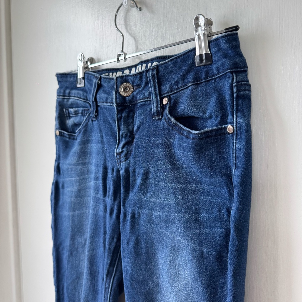 Hydraulic deep blue jeans women size 1/2 shown from multiple angles to show true - Picture 4 of 9